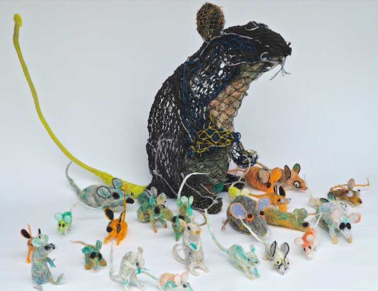 sculptures of creatures that look like mice