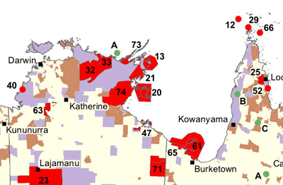 A map of northeastern Australia
