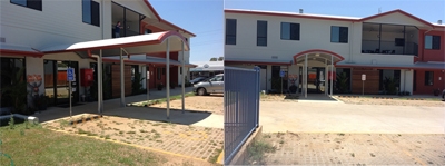 The front of a building