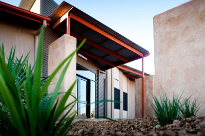 The front of a building